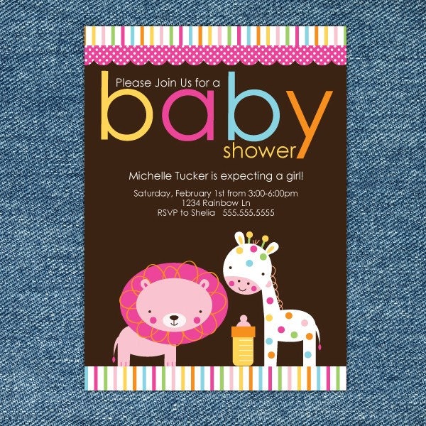 Baby Safari Animals Custom Printable Invitation - Girl Il_570xn