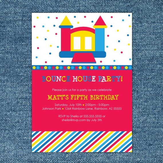 Bounce House Custom Printable Invitation Il_570xn