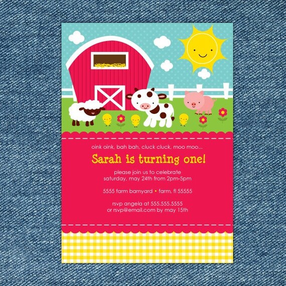 Farm Animals Birthday Custom Printable Invitation Il_570xn