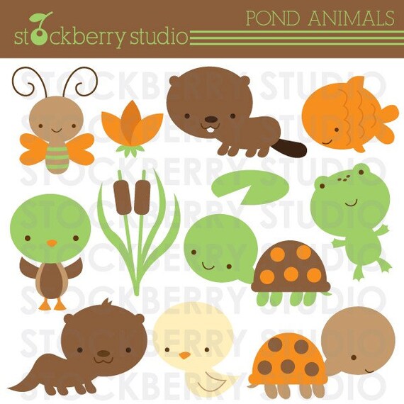 Pond Animals Personal and Commerical Use Clipart Set Il_570xn