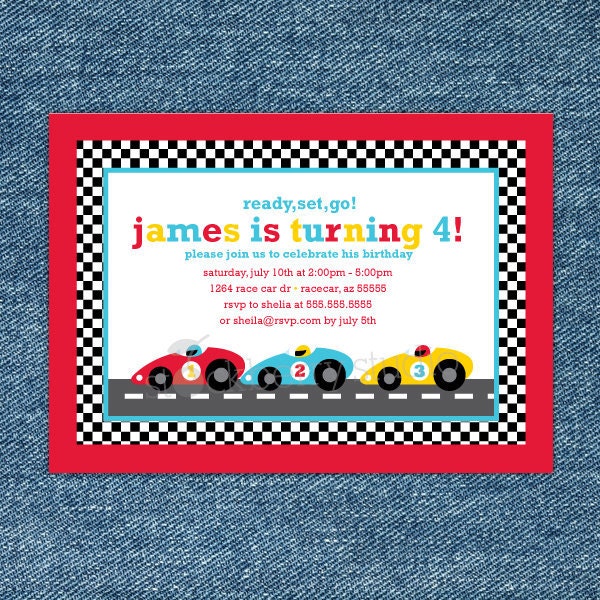 Red Race (Racing) Car Birthday Printable DIY Invitation Il_570xn