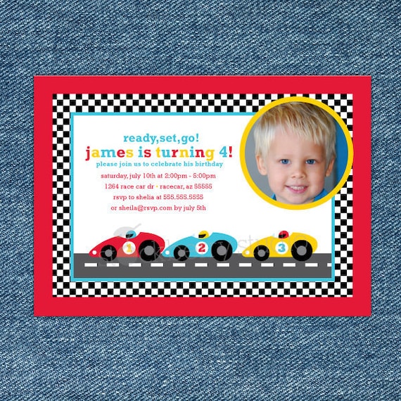 Red Race (Racing) Car Birthday Printable DIY Invitation Il_570xn