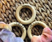 Personalized Wooden Teething Ring, Organic Teether for Baby