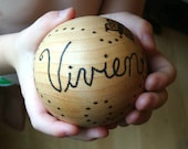 PERSONALIZED Wooden Ball, BUTTERFLY Design Wooden Name Ball, Heirloom Toy