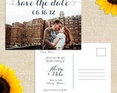 DIY PRINTABLE Calligraphy Photo Save the Date Postcard