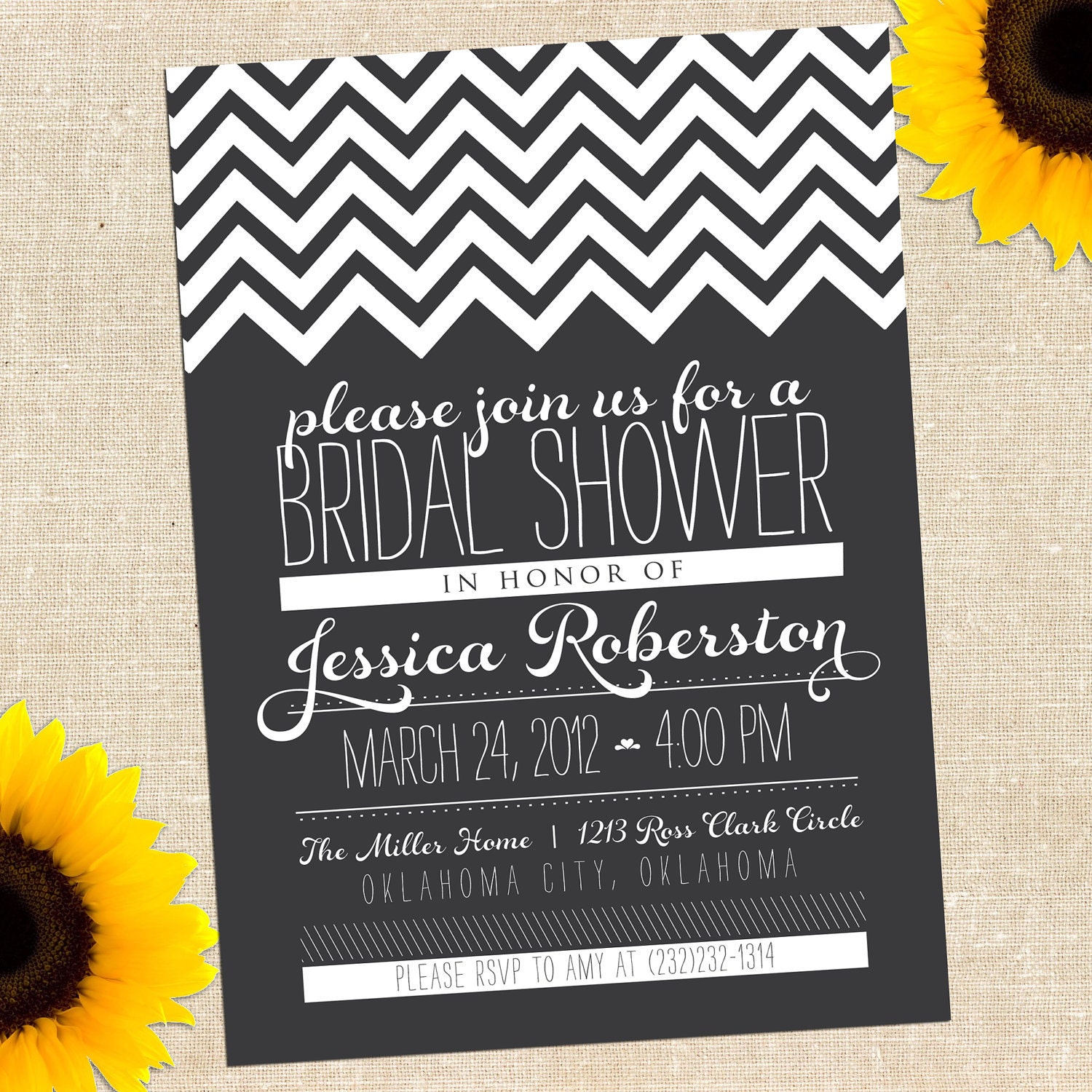 Chalkboard Bridal Shower Invitation DIY PRINTABLE