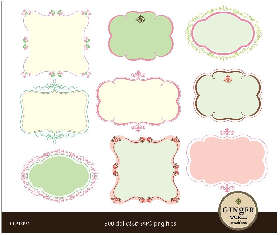 Vintage Frames ornate labels clip art digital file illustration - instant DOWNLOAD(CLP0097)