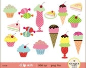 Sweet dessert delicious cupcake clip art digital file illustration for scrapbooking, invites (CA126)