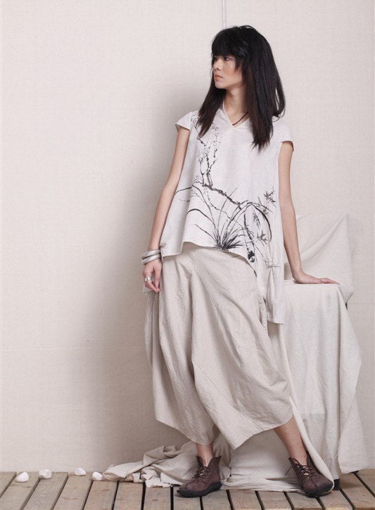 The Holiday /loose crane fork pants/4 colors/custom made