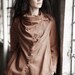 Stop to think/long sleeves turndown big collar/rust orange/custom made