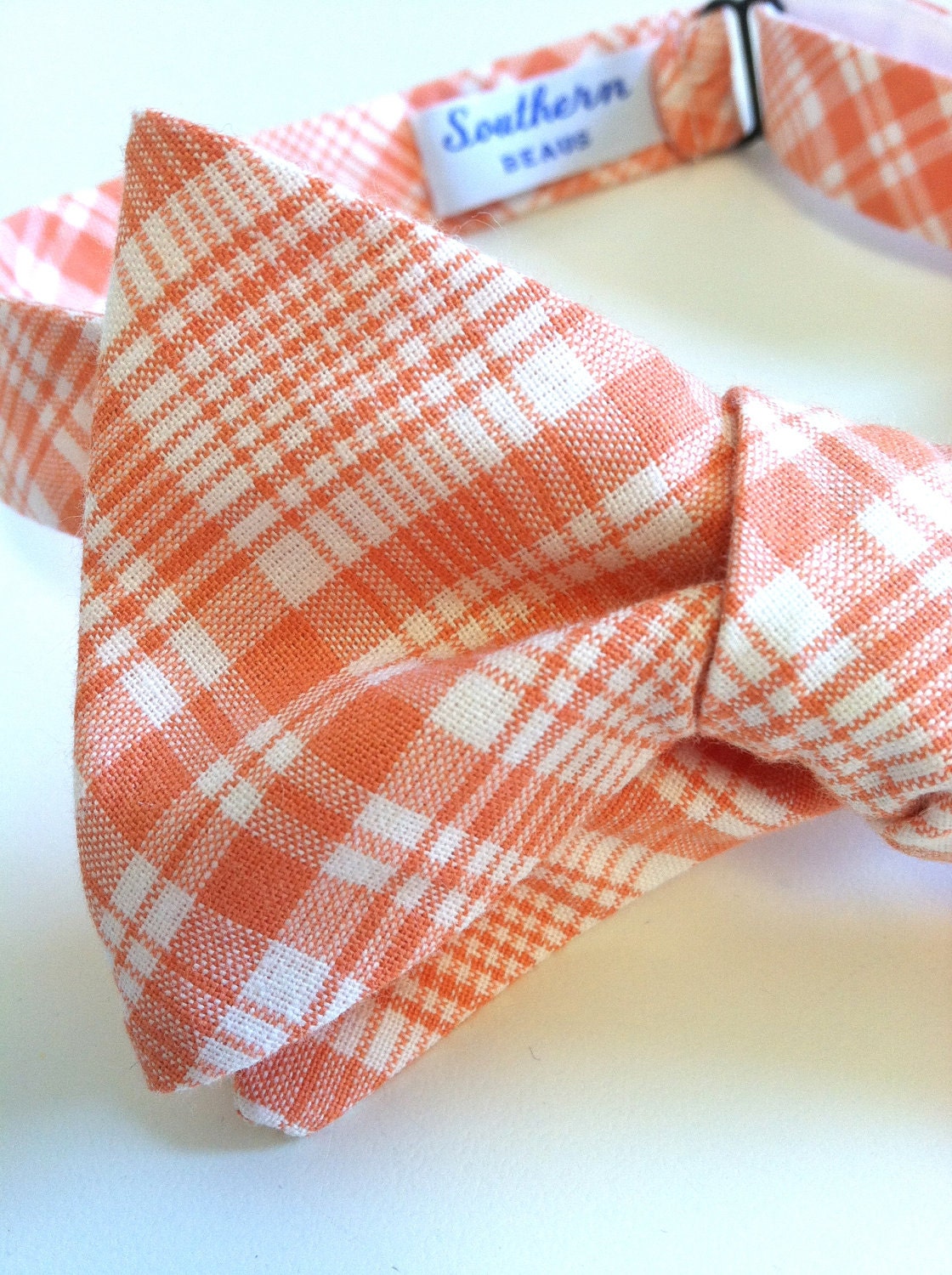 Reserved Listing for Julia - Coral Plaid Bow Tie and pocket square