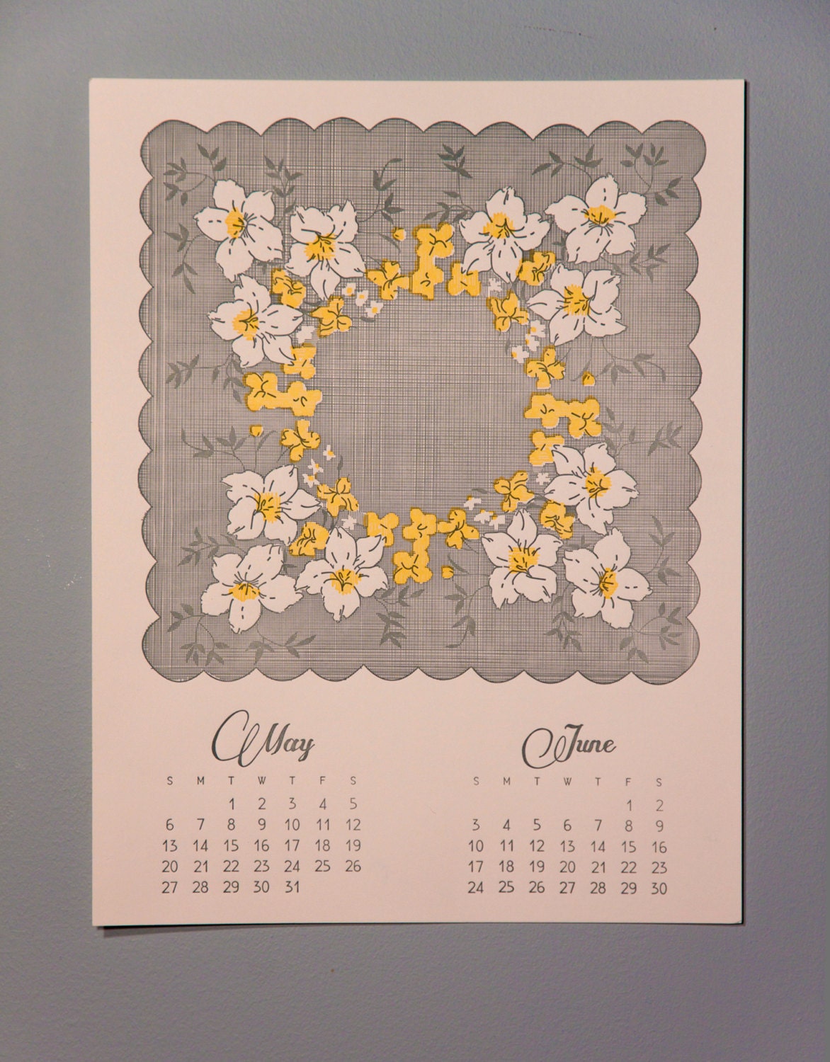 2012 Vintage Handkerchief Letterpress Calendar