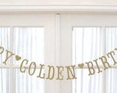 Antique Gold HAPPY GOLDEN BIRTHDAY Banner