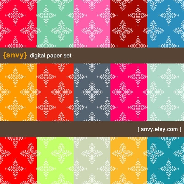 Delighted - Digital Paper Pack (Set of 15 Papers) for Scrapbooking, invitation, photo cards - Personal and Commercial Use - 100012D