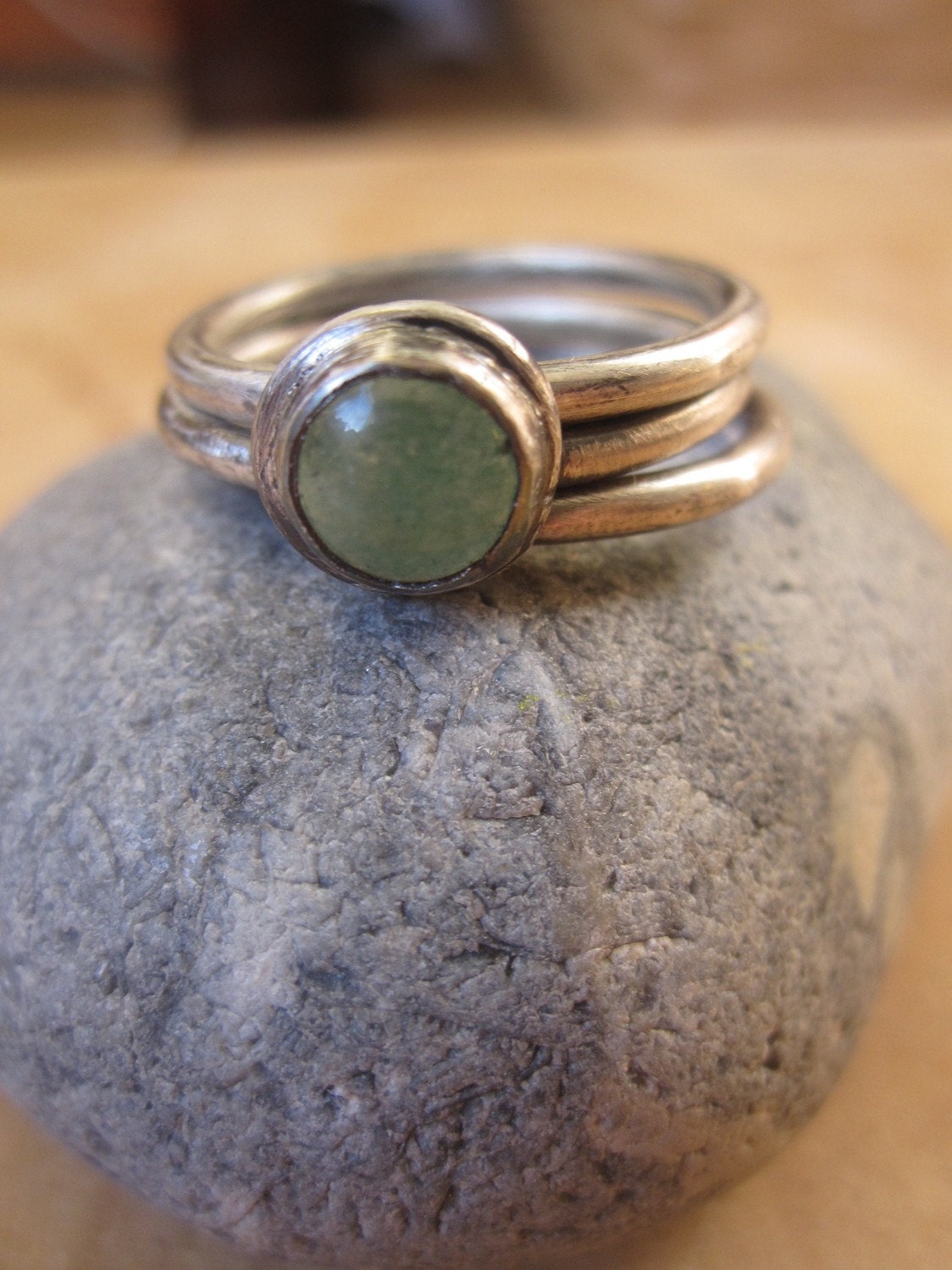 Set of 3 silver rings with aventurine your size
