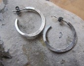 plain hoop studs in sterling silver