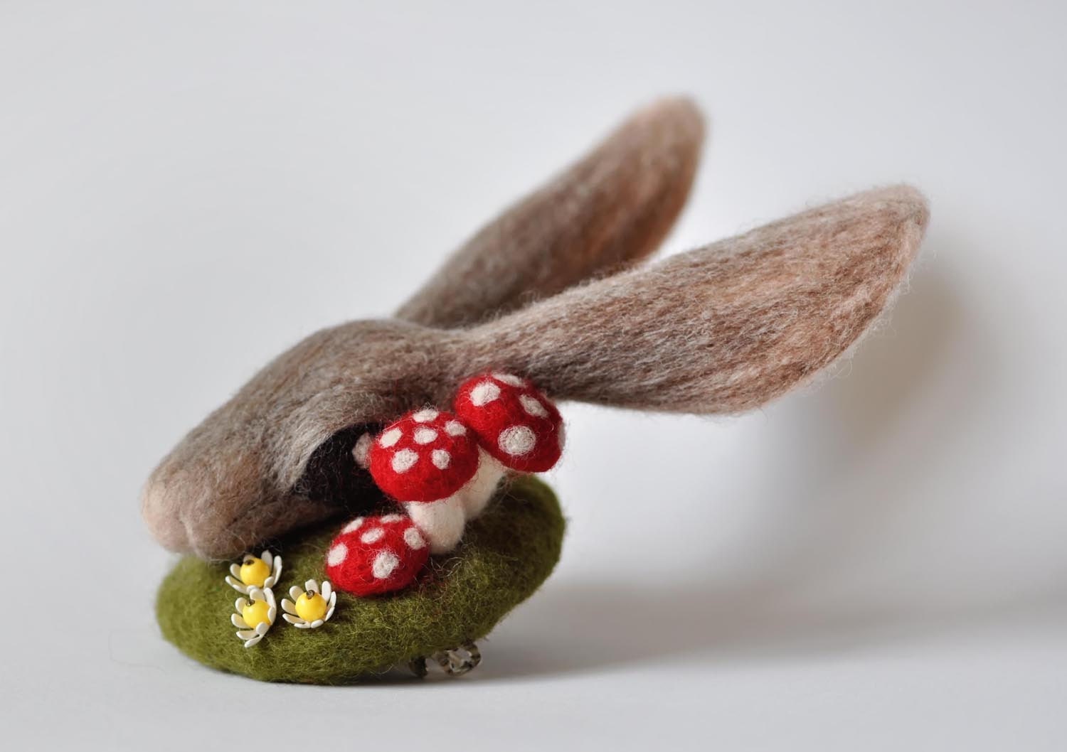 Rabbit Fascinator with Mushrooms and Vintage Flowers