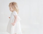 White dress for flower girl with silk bow felted baby girl dress eco friendly soft 2 year 2T oht gift idea for birthday