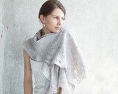 Silver grey shawl scarf for all seasons felting wool luxury cape oht wedding bridesmaid idea for her autumn fall fashion sale - Baymut