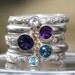 Birthstone Stacking Ring, Family & Mother's Ring, 5 Stacking Sterling Silver rings with gemstones, Birthstones, Sterling Silver, custom made