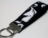 Fabric Key Fob, Key Chain, Key Ring, Key Holder, Wristlet Key Fob, Wristlet Keychain, Fabric Key fobs-Reverse silhouette