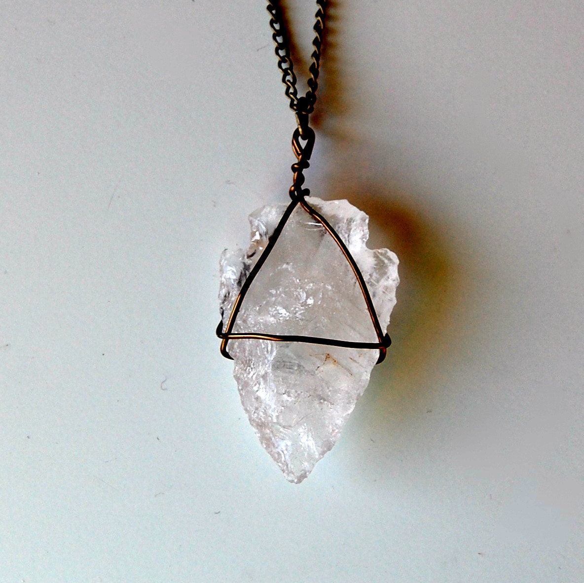 CALYPSO carved crystal quartz arrowhead necklace