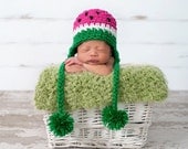 PDF Instant Download Crochet  Pattern No 220 Watermelon Hat photo prop sizes preemie, newborn. 0-3, 3-6 months