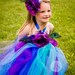Snazzy Peacock Tutu Dress with matching rose hairbow......Great for Weddings,Birthdays,photo props and dress up