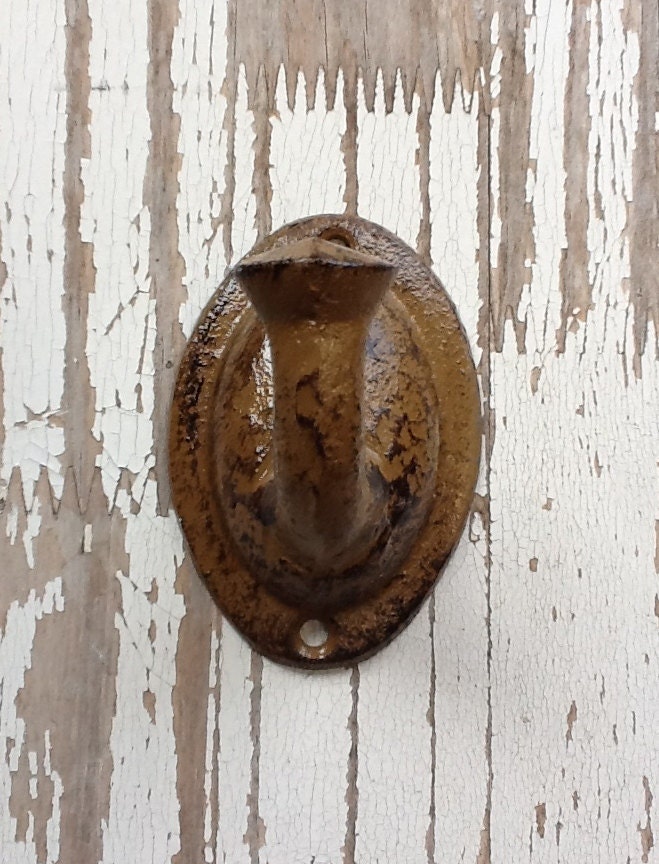 Rustic Chic Wall Hook -Robe Holder -Vintage Inspired-In Rustic Expresso Brown -Woodland-Barn Decor-Distressed Chippy Old-Men Decor