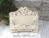 Business Card Holder -Wedding -Place Card Holder - Rustic Cast Iron -Old Fashioned -Vintage Inspired -Shabby Chic Cream- Metal Decor -Winter