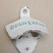 White Bottle Opener -White And Aqua - Cast Iron - Wedding Gift - Vintage Inspired -Retro Feel- Coastal Home Decor-Metal Wall Decor -Winter