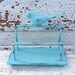 Aqua Bird Business Card Holder - Sea Bliss Bleu - Distressed Metal Decor - Bright Shabby Chic - Robins Egg Blue - Soft-Summer Trends