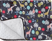 Baby Blanket in Giraffe Garden on white Dimple Dot Minky....Unique New Baby Girl or Baby Boy Gift- FREE SHIPPING