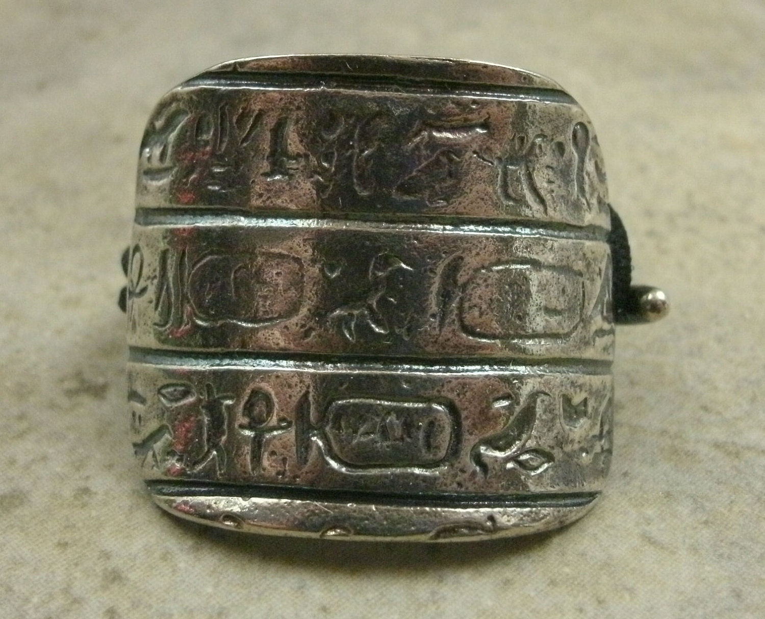 Hieroglyphic Ponytail Holder / Scarf Holder in Sterling Silver - Hair Accessories For Her - Hair Jewelry - Artifact Relic - Egypt Egyptian