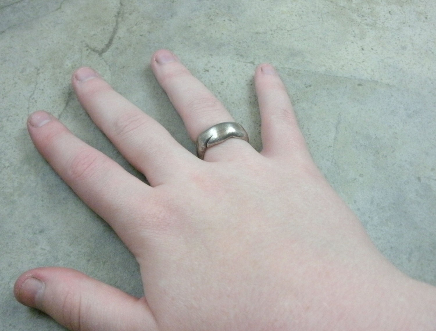 Rock Ring in Fine Silver- Primitive Band Ring- Stone Boulder- Organic- Nature- Earth Day- Natural Shape - Matte- Eco-Friendly Silver Jewelry