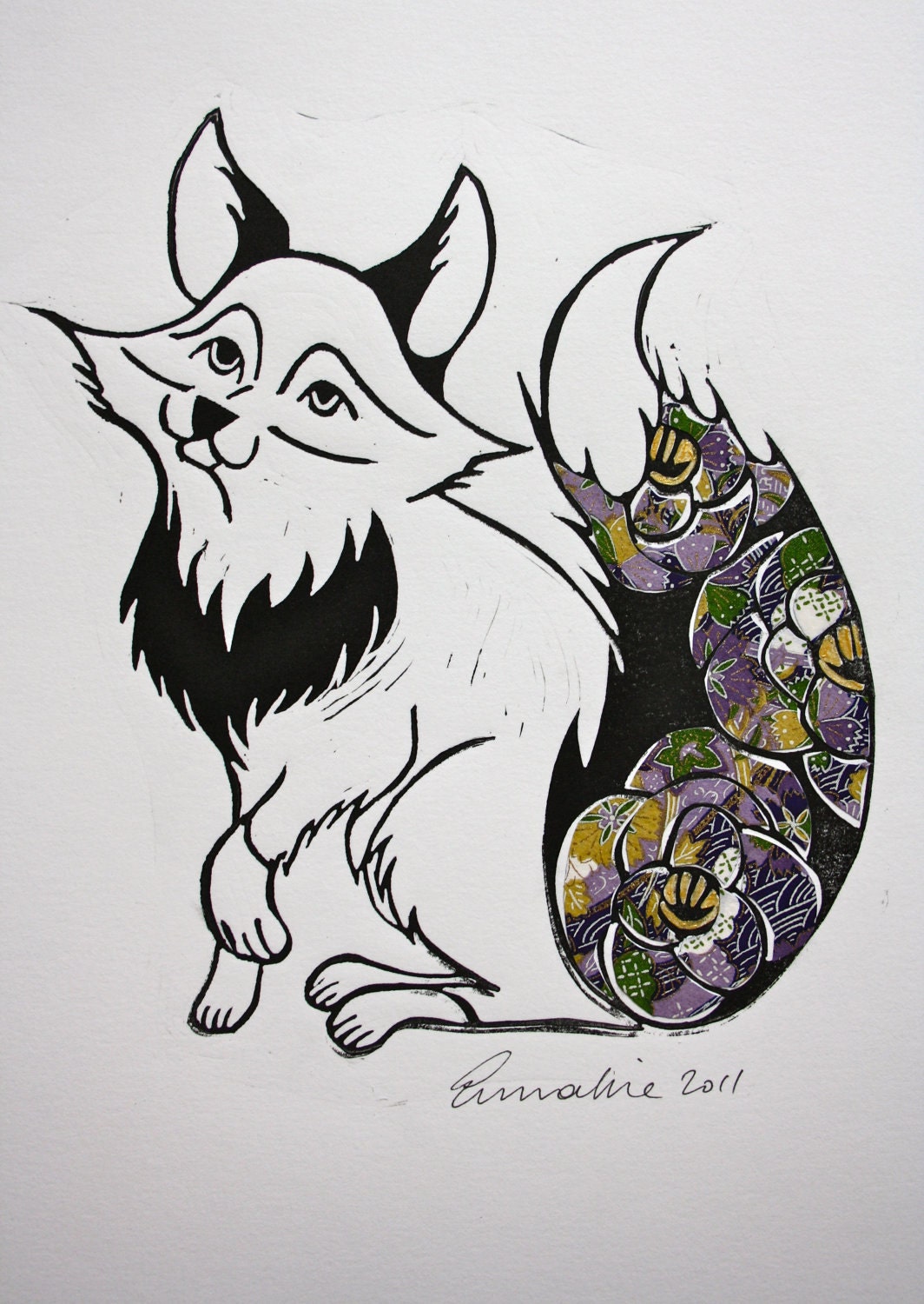 Foxy Linocut Print