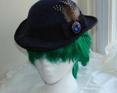 Navy blue ladies dress bowler hat