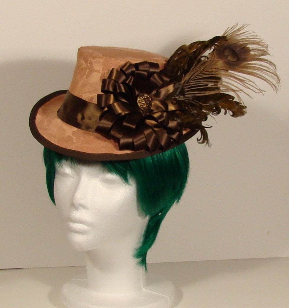 Peach and Brown Victorian Style ladies Top Hat