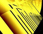 Bright yellow abstract, black, golds, rusty brown, "Viewpoint", bold, fine art, exclusive design, 11x14" Giclee print