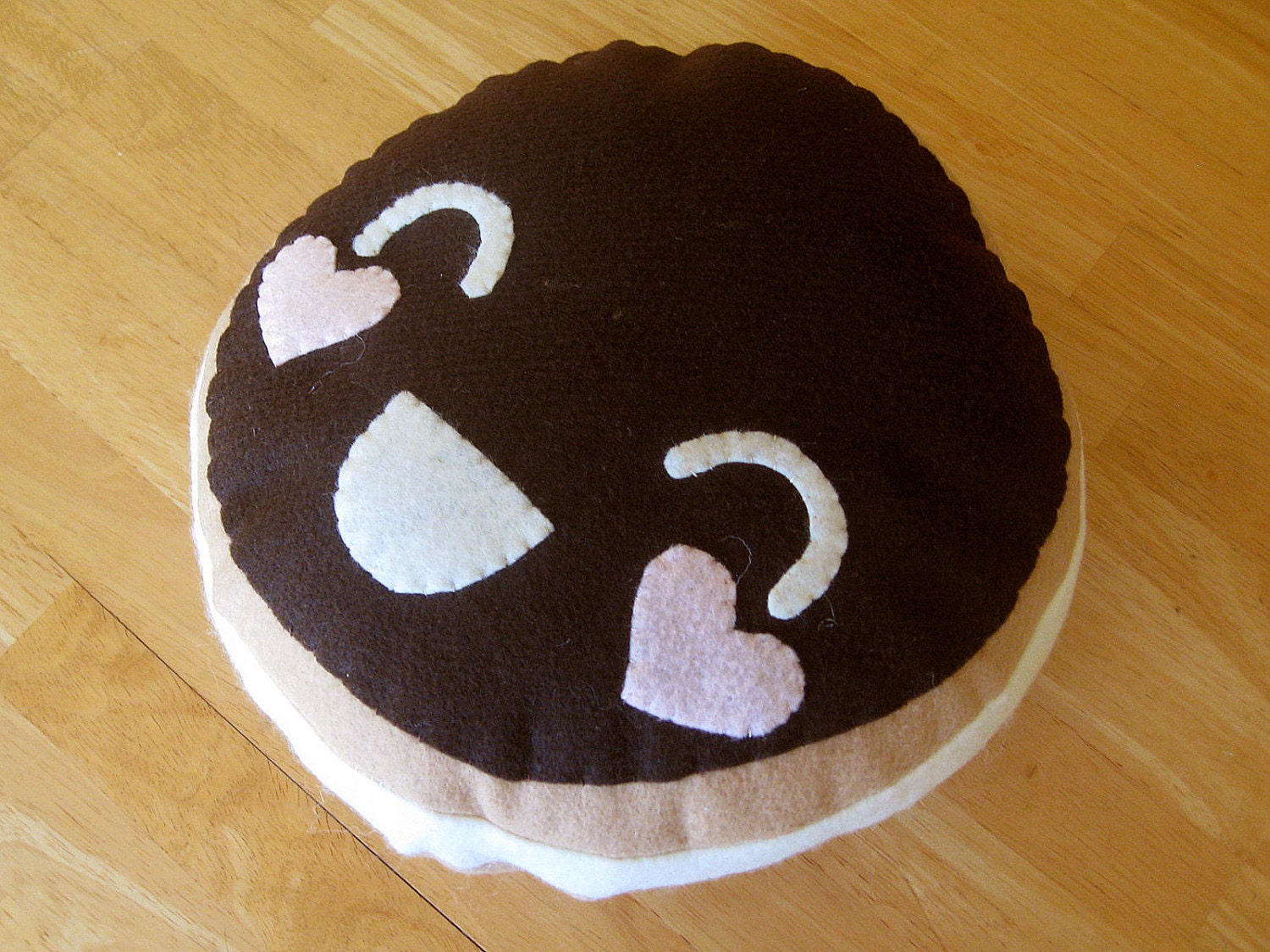 giant boston cream donut (felt plush doughnut)