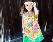 Pillowcase Dress with Pastel Flowers, Polka Dots and Yoyos... size 3T to 5