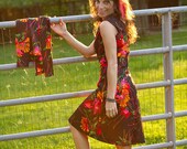 blooming fireworks - 1970s 2 piece sleeveless dress suit ---SALE---