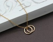 Double Circle Necklace - 24K Gold Vermeil Double Rings, Best Friends, Sister Necklace, Mother Necklace, Bridesmaids Jewelry