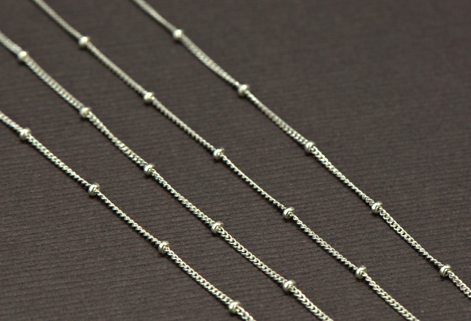Sterling Silver Satellite Layering Necklace - Long Chic Layering Necklace in Solid Sterling Silver,Silver Beaded Chain Necklace