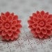 MUM Earrings - Blood Orange, Paprika, Orange Red Chrysanthemum Stud Earrings