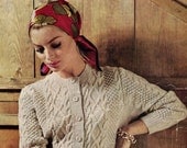 Lady's 1960s Vintage Aran Jacket -- PDF KNITTING PATTERN