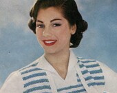 Retro Striped Twinset with Bodice and Sleeve Striped Detail -- All Seasons -- PDF KNITTING PATTERN