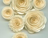 Sand Ivory Rose Spiral Paper Flowers for Weddings, Bouquets, Events and Crafts