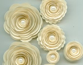 Pearl Sand Ivory Rose Spiral Paper Flowers for Weddings, Bouquets, Events and Crafts