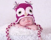 LI'L HOOT - Owl Baby Hat with Earflaps & Braids